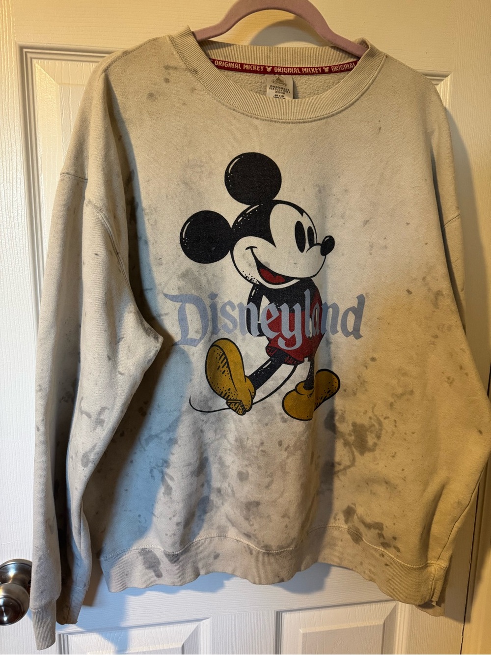 Disney Grey Acid Wash Crewneck Sweatshirt